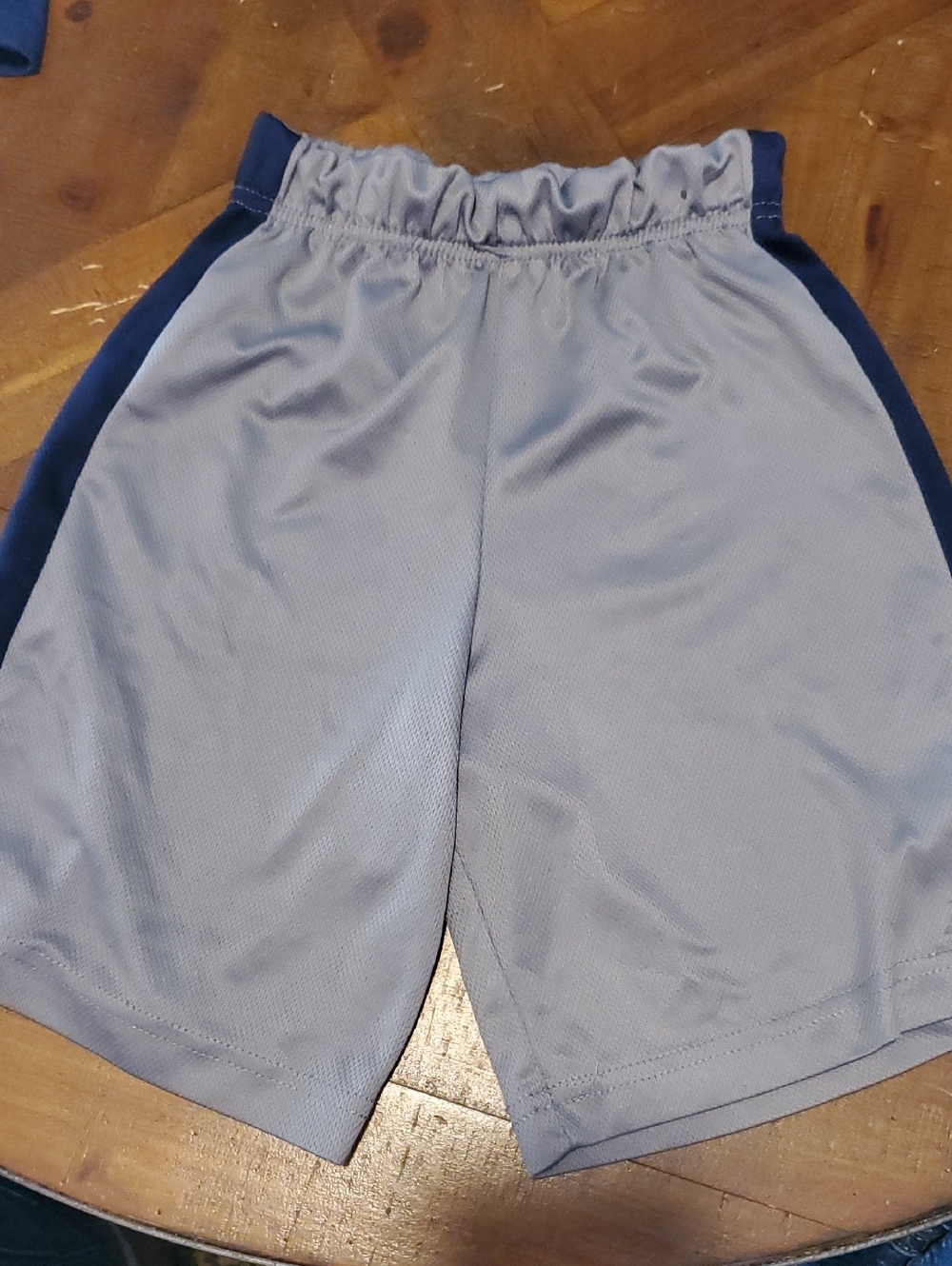 Pro Player Gray Athletic Shorts with Navy Side Stripes
